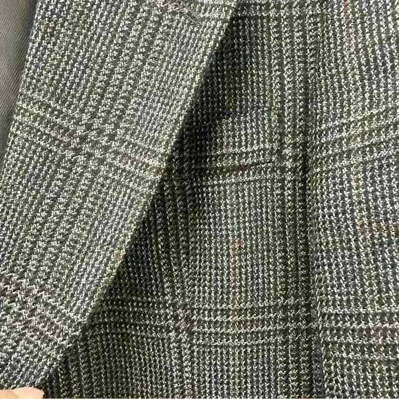 OSCAR DE LA RENTA Mens Grey Checkered Coat Suit Blazer 42L 100% Wool - Picture 2 of 11